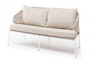 MR1001600 диван 2-местный плетеный из роупа, каркас алюминий светло-серый шагрень, роуп салатовый